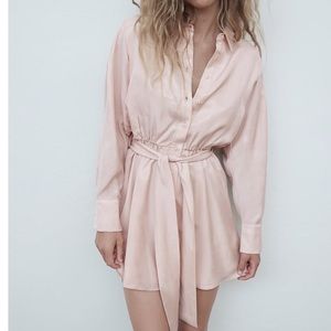 Zara Satin Effect Shirt Dress